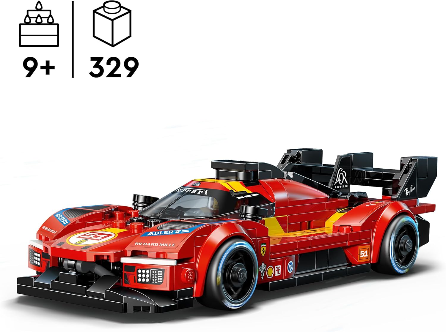LEGO Speed Champions Ferrari 499P Race Car Toy - STEM Model Kit w/Collectible Driver Minifigure - Motorsport Merchandise Gift for 9+ Year Old Boys & Fans - 77261