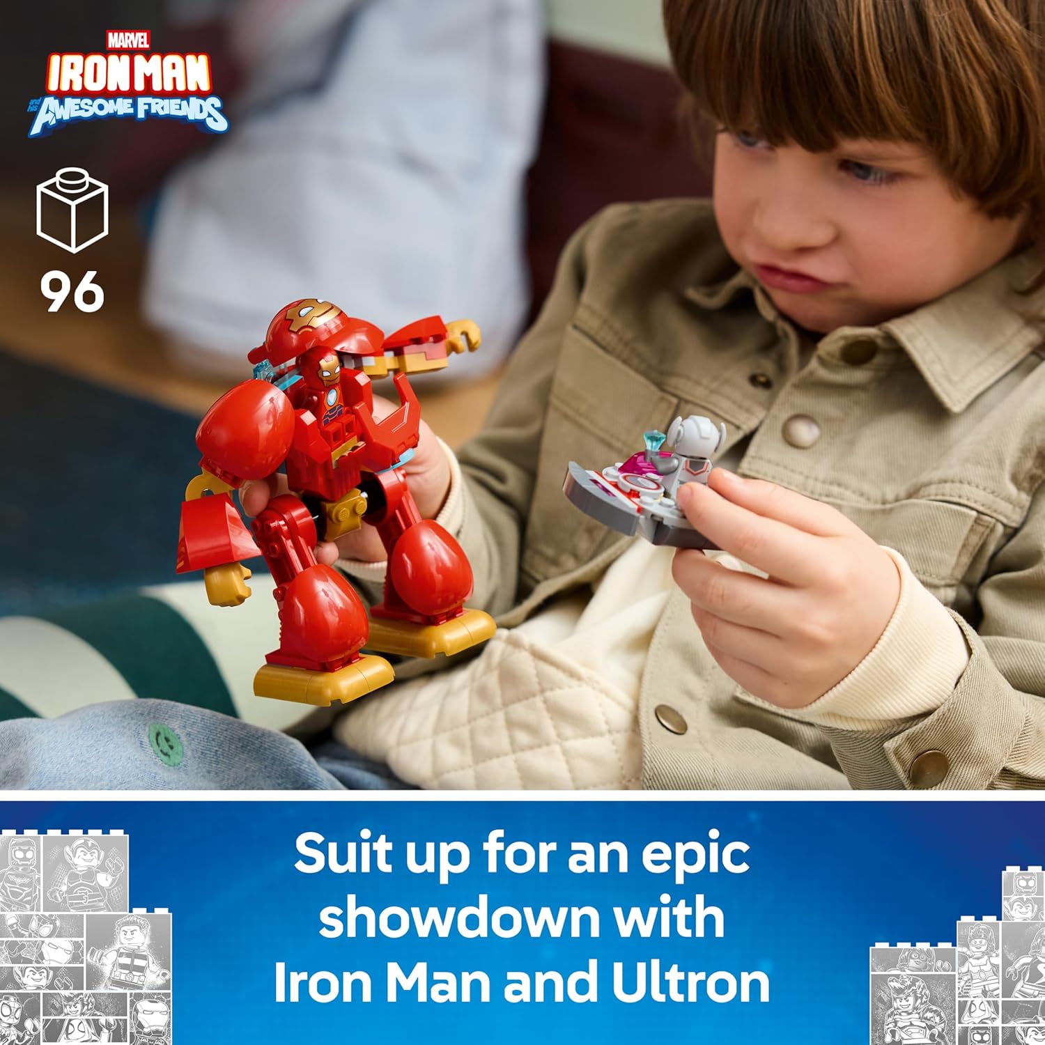 LEGO ǀ Marvel Iron Man und Seine Fantastischen Freunde Ultron vs. Iron Man - Superhelden Spielzeug mit Mech Actionfigur & 2 Minifiguren - Geschenk für Jungen ab 4 Jahren & Fans der Serie - 11209