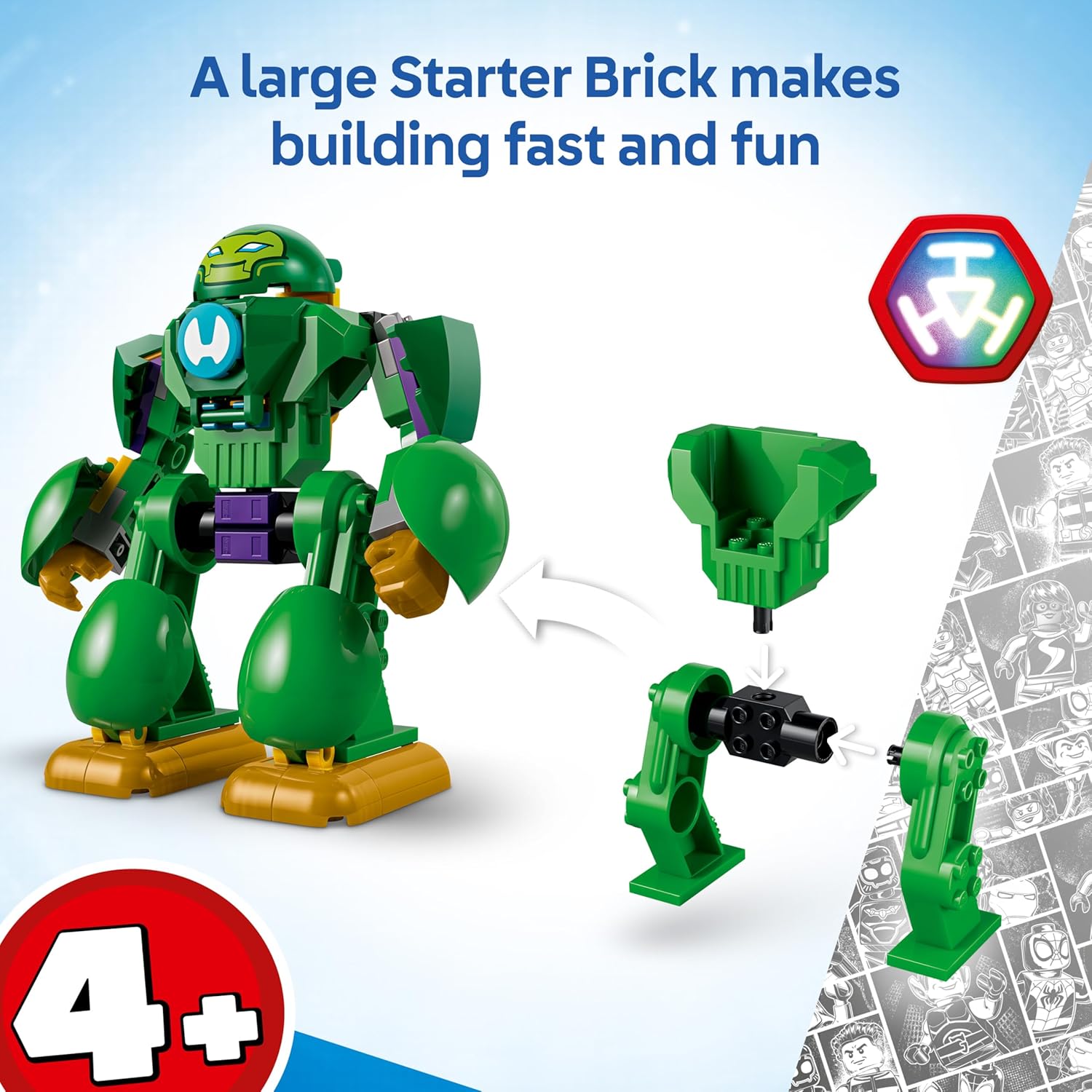 LEGO | Marvel Loki vs. Team Iron Man - Superhero Toy w/Car, Plane, Mech Figure & 4 Minifigures - Gift for 4+ Year Old Boys & Fans of the Iron Man and His Awesome Friends Show - 11211