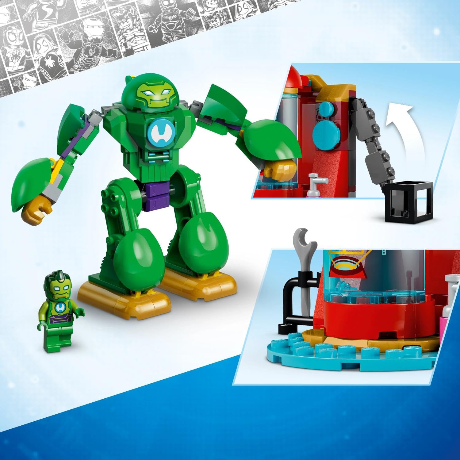 LEGO | Marvel Loki vs. Team Iron Man - Superhero Toy w/Car, Plane, Mech Figure & 4 Minifigures - Gift for 4+ Year Old Boys & Fans of the Iron Man and His Awesome Friends Show - 11211