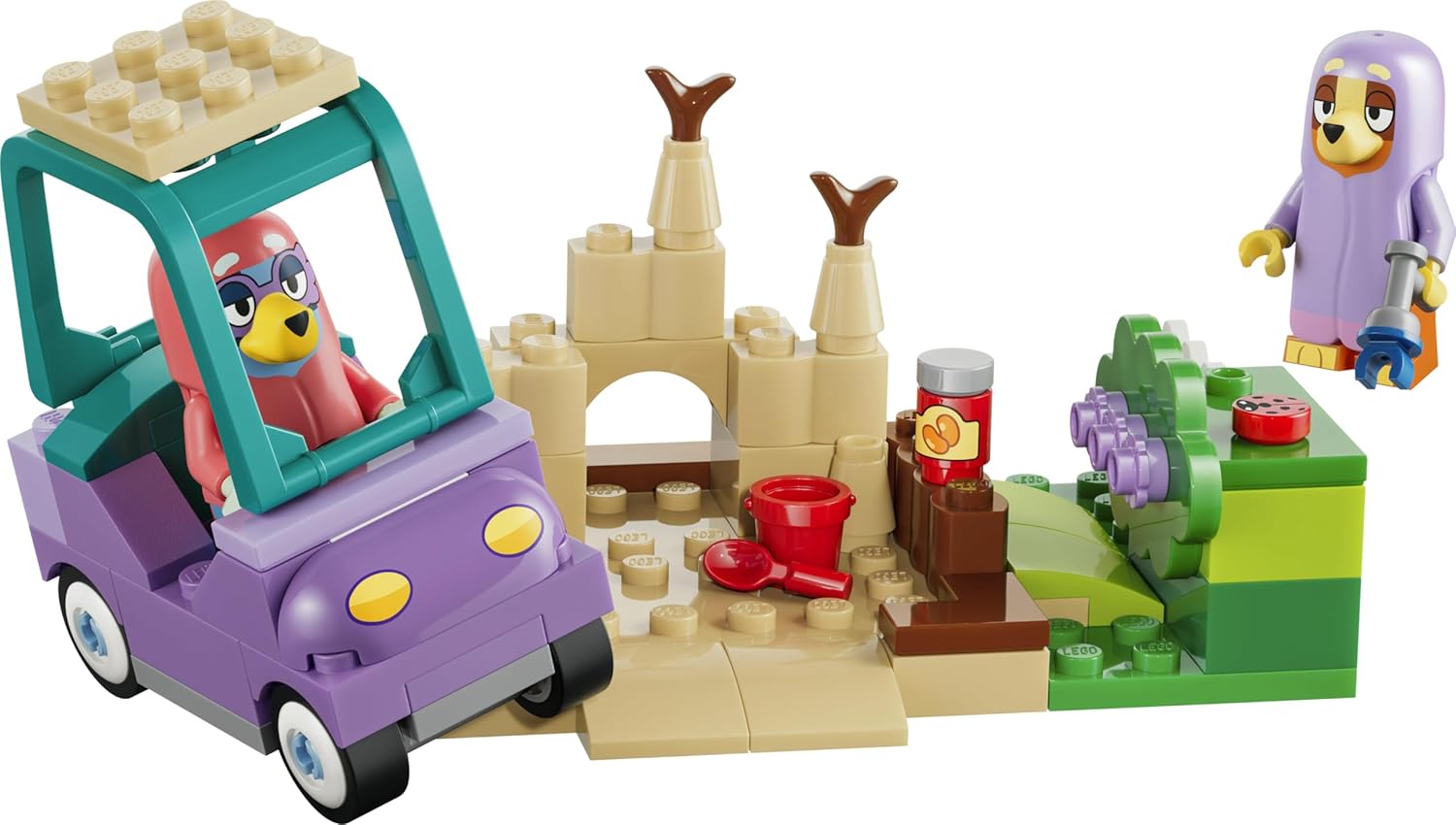 LEGO Bluey Omas mit Bingo und Bluey - Lernspielzeug mit Auto, 2 Minifiguren & Garten - Montessori Set - Geburtstagsgeschenk für Mädchen & Jungen ab 4 Jahren - 11216