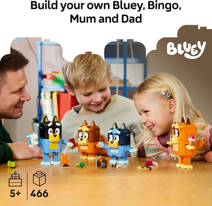 LEGO Bluey Brick-Built Bluey Family - Educational Toy incl. 4 Figures w/Changing Expressions & Accessories - Montessori Set - Birthday Gift for 5+ Year Old Girls & Boys - 11217