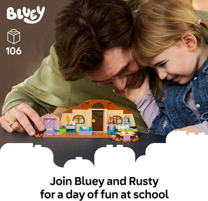 LEGO Bluey School with Rusty and Bluey - Educational Toy w/Kitchen, Cafe, 2 Minifgures & Play Food Accessories - Montessori Set - Birthday Gift for 4+ Year Old Girls & Boys - 11221