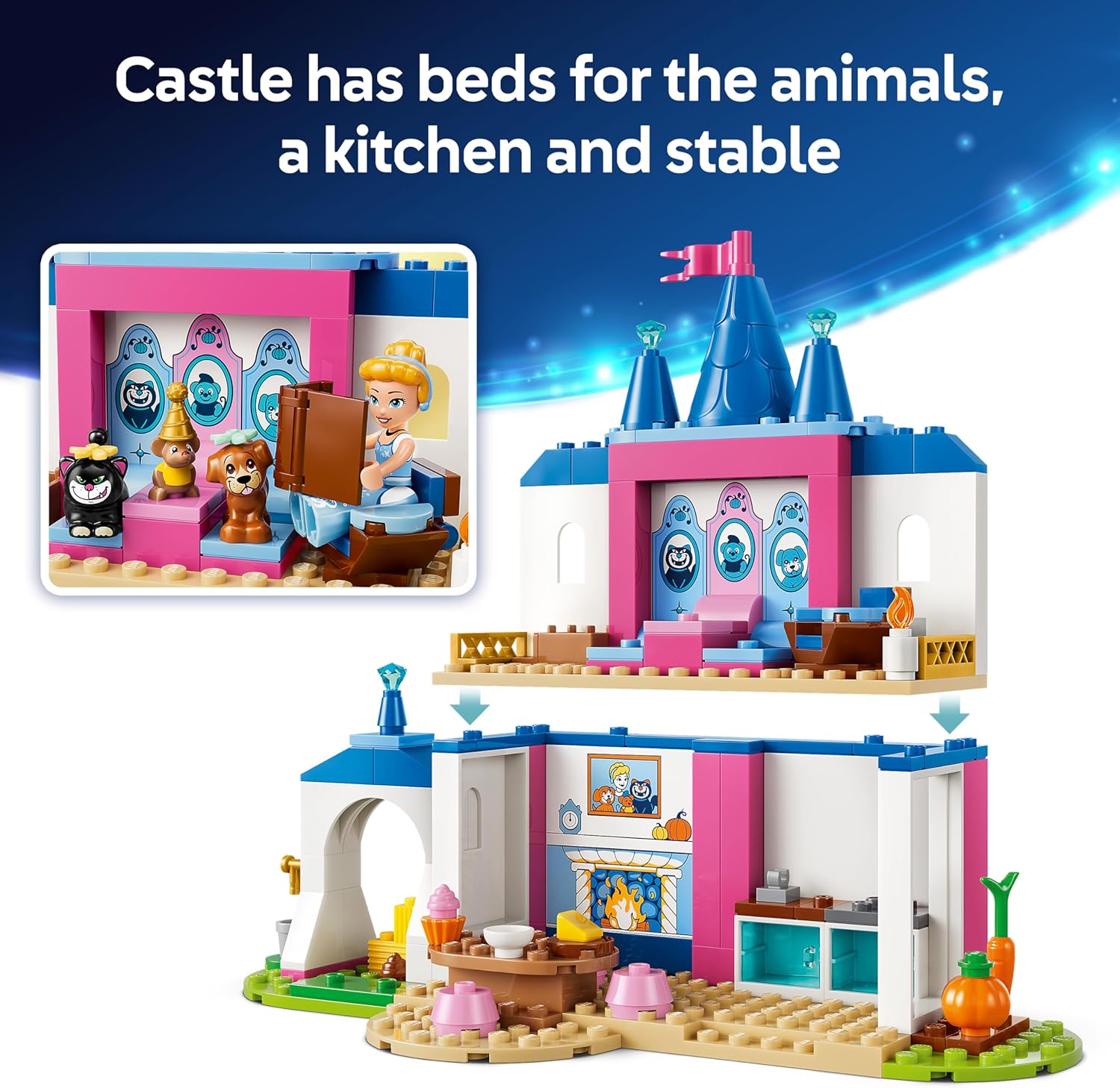 LEGO | Disney Princess Cinderella Animal Friends Castle Toy - Educational Set w/Mini Doll & 4 Animal Figures - Birthday Gift for 4+ Year Old Girls & Fans - 43283