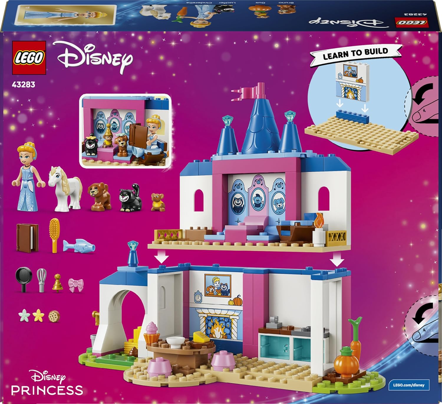 LEGO | Disney Princess Cinderella Animal Friends Castle Toy - Educational Set w/Mini Doll & 4 Animal Figures - Birthday Gift for 4+ Year Old Girls & Fans - 43283