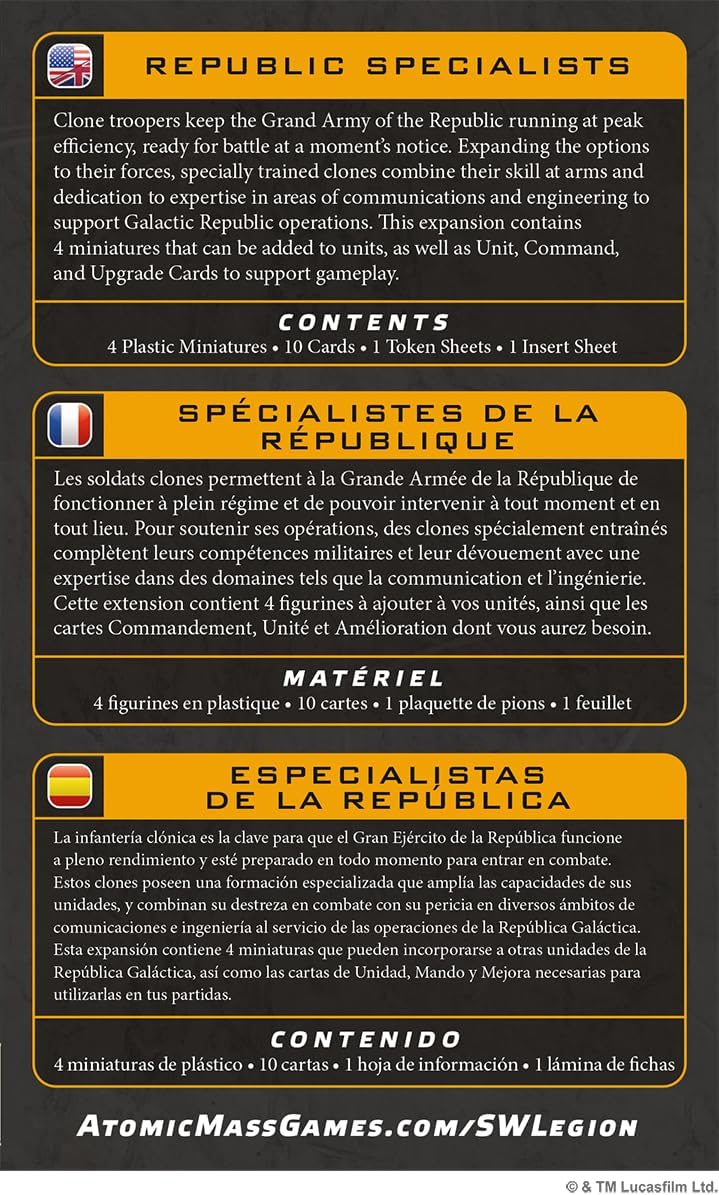 Asmodee | Star Wars: Legion - Republic Specialists | Miniatures Game | Ages 14+ | 2 Players | 90 Minutes Playing Time