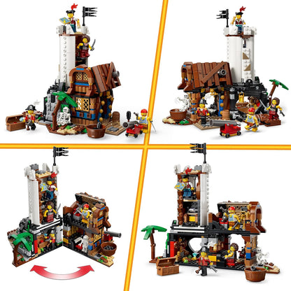 LEGO Creator 3-in-1 Klassiek Piratenschip Speelgoed - Bouwpakket voor Kinderen - Verandert in Speelgoed Kasteel of 2 Boten - Kinderkamer Decoratie - Cadeau voor Jongens en Meisjes vanaf 9 Jaar 31387