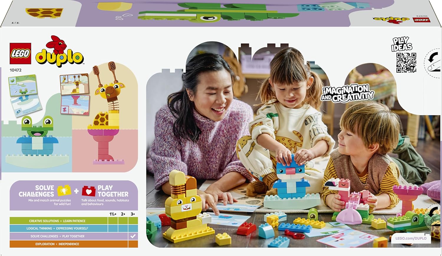 LEGO DUPLO Dierenbouwspel Bouwpakket voor Kinderen met Figuren en Kaarten - Educatief Speelgoed - Vormen en Kleuren Sorteren - Cadeau voor Jongens en Meisjes vanaf 3 Jaar - 10472