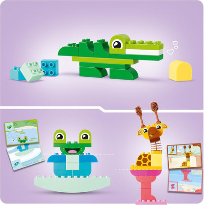 LEGO DUPLO Dierenbouwspel Bouwpakket voor Kinderen met Figuren en Kaarten - Educatief Speelgoed - Vormen en Kleuren Sorteren - Cadeau voor Jongens en Meisjes vanaf 3 Jaar - 10472