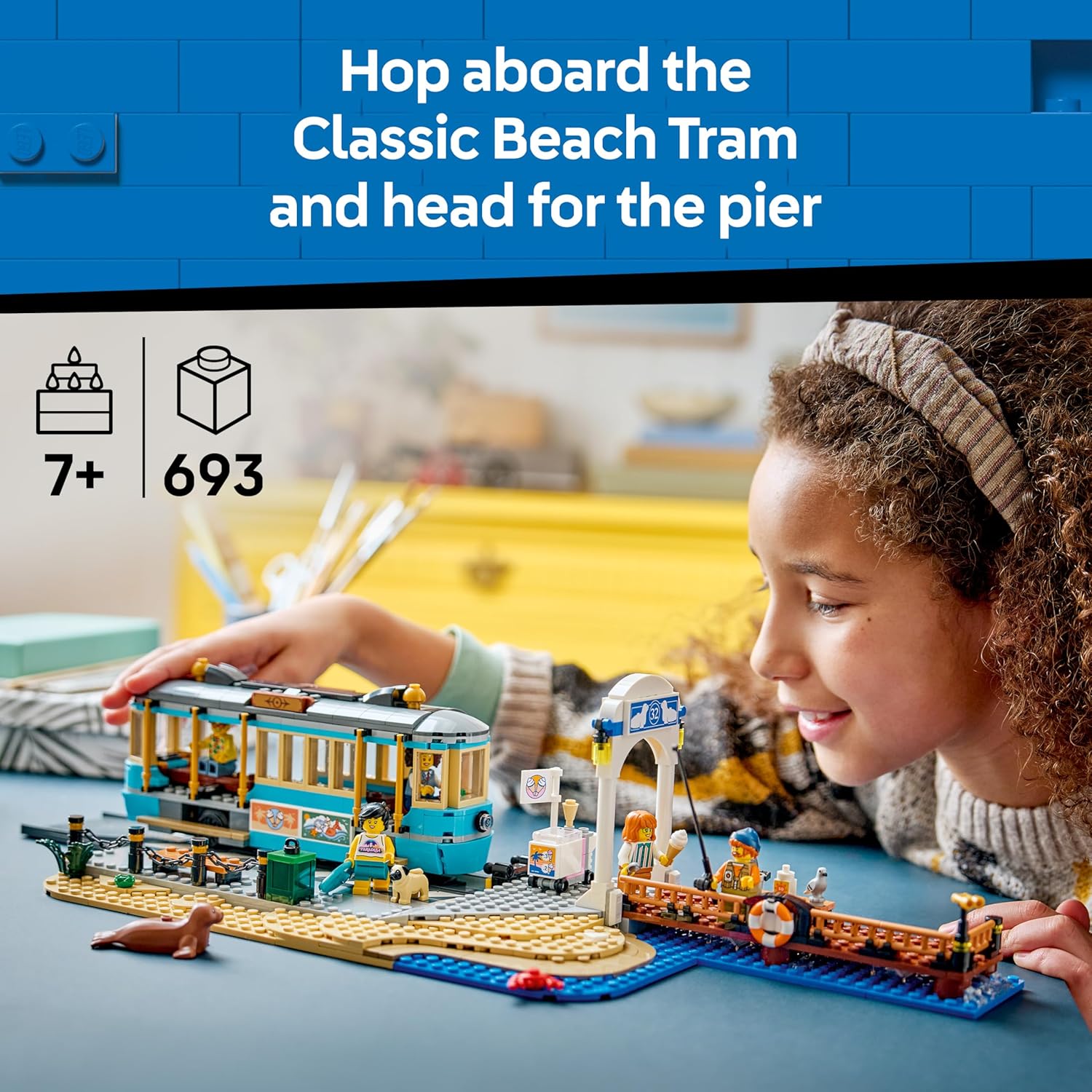 LEGO City Classic Beach Tram Toy - Model Kit w/Train Track, Street Scene, 5 Minifigures & 5 Animal Figures - Birthday Gift Idea for 7+ Year Old Boys - 60506