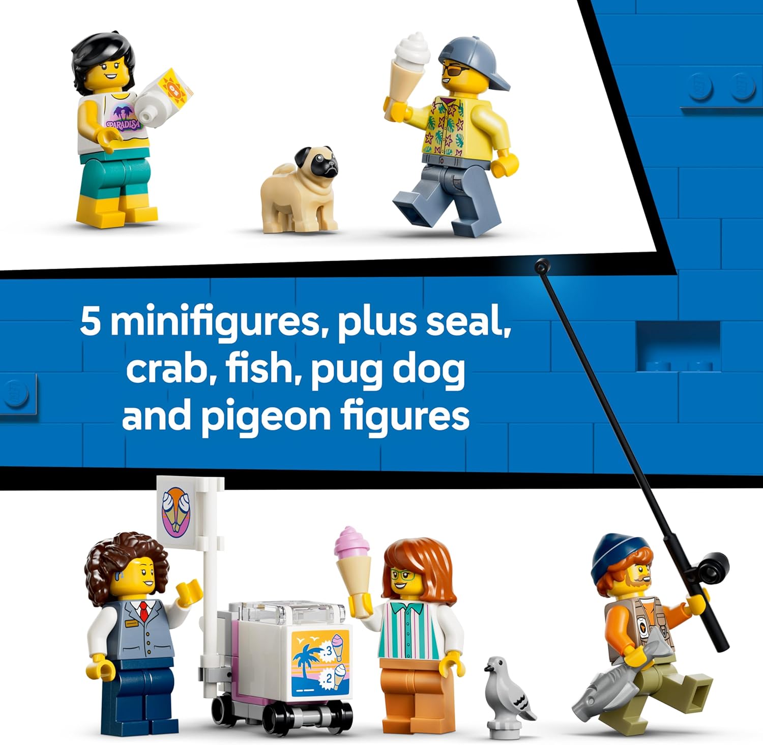 LEGO City Classic Beach Tram Toy - Model Kit w/Train Track, Street Scene, 5 Minifigures & 5 Animal Figures - Birthday Gift Idea for 7+ Year Old Boys - 60506