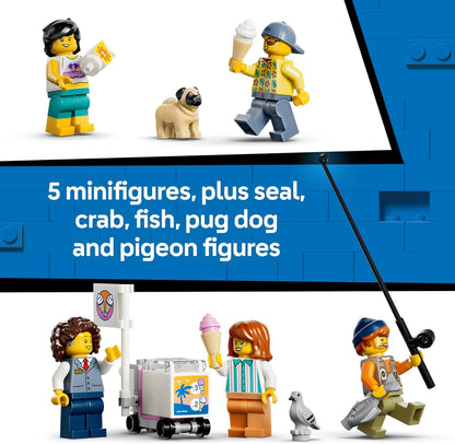 LEGO City Classic Beach Tram Toy - Model Kit w/Train Track, Street Scene, 5 Minifigures & 5 Animal Figures - Birthday Gift Idea for 7+ Year Old Boys - 60506