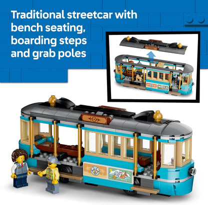 LEGO City Classic Beach Tram Toy - Model Kit w/Train Track, Street Scene, 5 Minifigures & 5 Animal Figures - Birthday Gift Idea for 7+ Year Old Boys - 60506