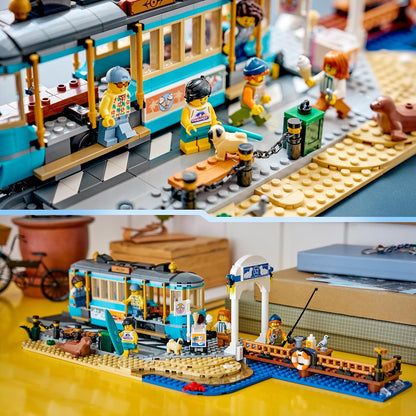 LEGO City Classic Beach Tram Toy - Model Kit w/Train Track, Street Scene, 5 Minifigures & 5 Animal Figures - Birthday Gift Idea for 7+ Year Old Boys - 60506