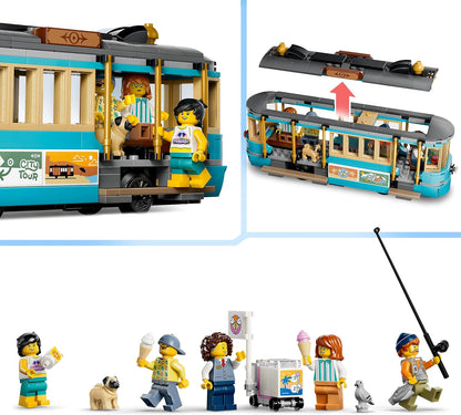 LEGO City Classic Beach Tram Toy - Model Kit w/Train Track, Street Scene, 5 Minifigures & 5 Animal Figures - Birthday Gift Idea for 7+ Year Old Boys - 60506