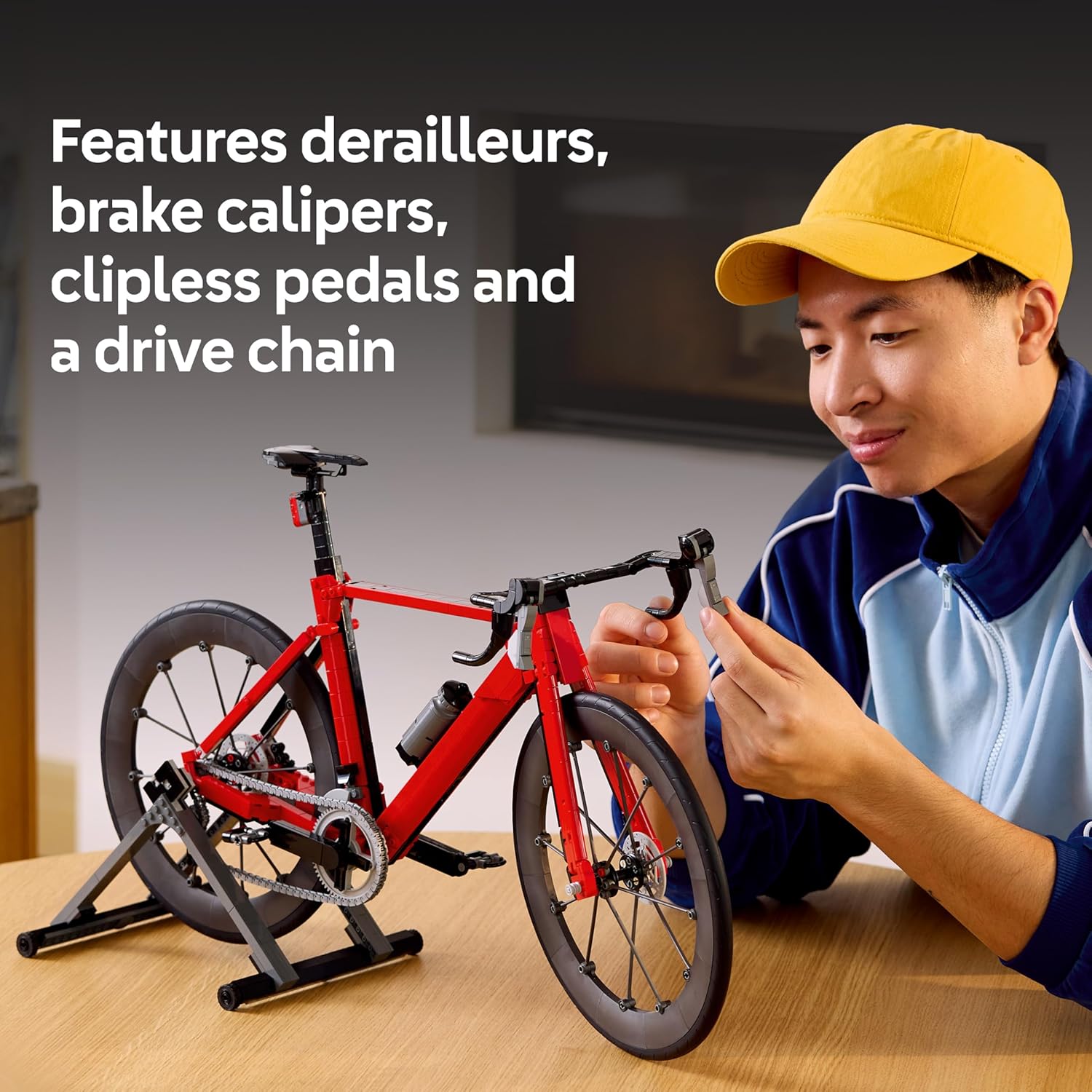 LEGO Icons Road Bike - DIY Model Kit for Adults - incl. Rubber Tyres, Derailleurs & Rear-Wheel Stand for Desk Decor - Sports Gift Idea for Cycling Fans - 11380