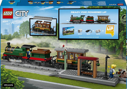 LEGO City Vintage Steam Train Toy - STEM Model Kit - Set w/Station, Track, Cab Controls, Stop Signal & 5 Minifigures - Birthday Gift for 7+ Year Old Boys - 60511