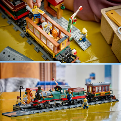 LEGO City Vintage Steam Train Toy - STEM Model Kit - Set w/Station, Track, Cab Controls, Stop Signal & 5 Minifigures - Birthday Gift for 7+ Year Old Boys - 60511
