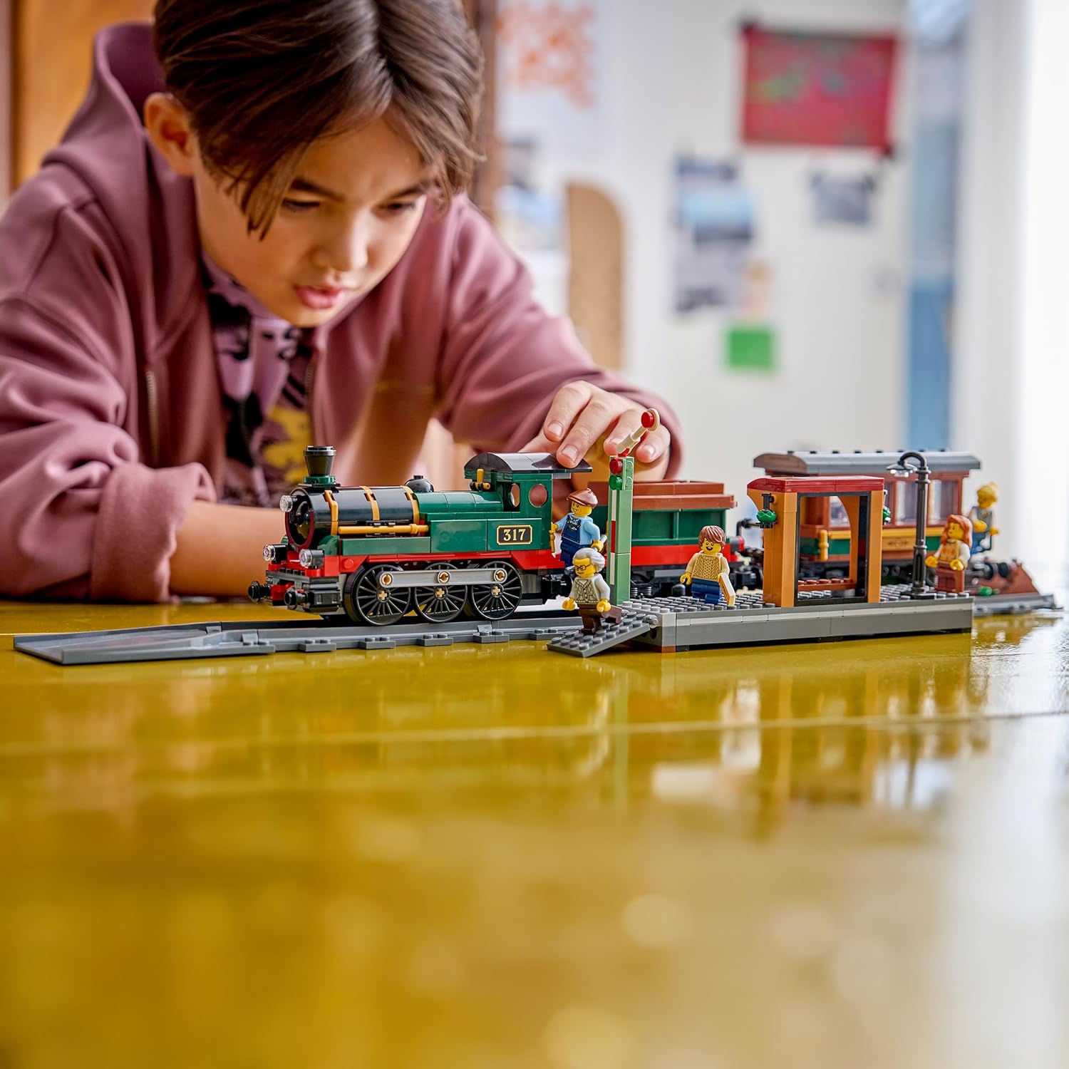 LEGO City Vintage Steam Train Toy - STEM Model Kit - Set w/Station, Track, Cab Controls, Stop Signal & 5 Minifigures - Birthday Gift for 7+ Year Old Boys - 60511