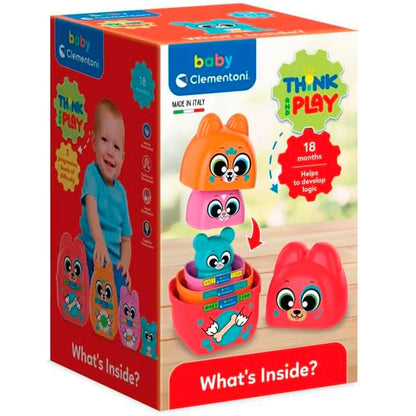 Clementoni Baby Think and Play Matrioska Stackable Game for Children from 18 Months, 4 Interlocking Animal Characters, Logic and Manual Development, Made in Italy 17606
