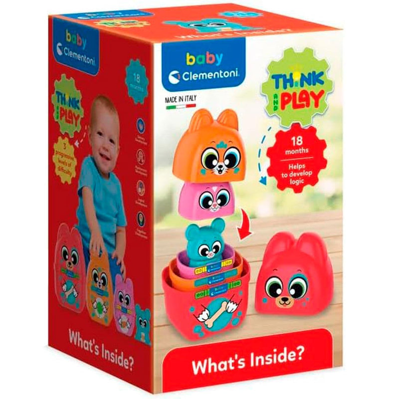 Clementoni Baby Think and Play Matrioska Stackable Game for Children from 18 Months, 4 Interlocking Animal Characters, Logic and Manual Development, Made in Italy 17606