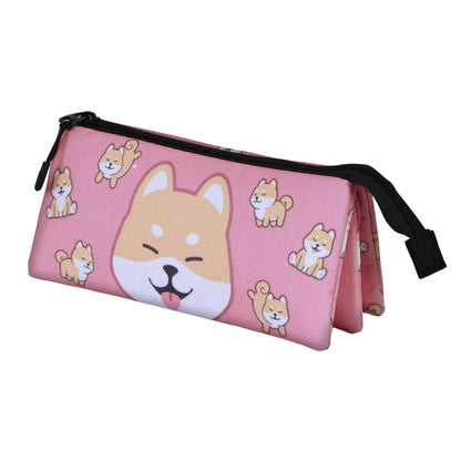 Oh My Pop Shiba-Astuccio Triplo, Rosa, 23 x 11 cm