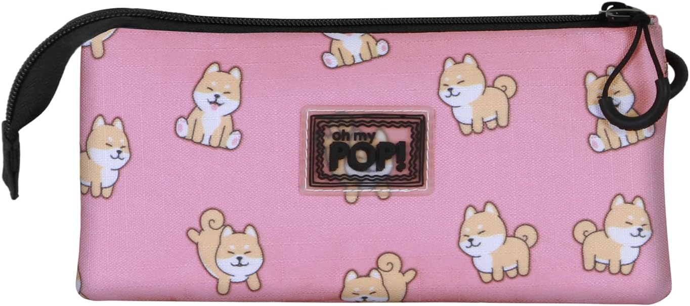 Oh My Pop Shiba-Astuccio Triplo, Rosa, 23 x 11 cm