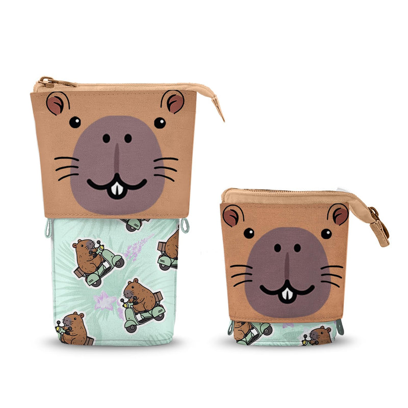 Oh My Pop Capybara-Cute Federmäppchen, Grün, 12 x 17 cm