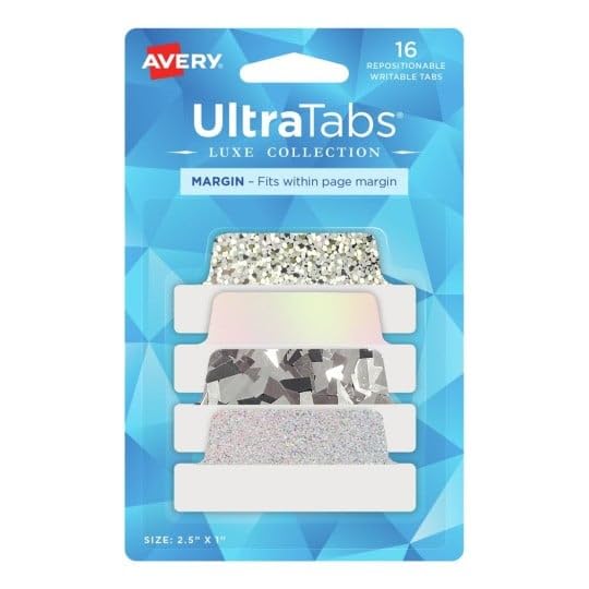 Avery Italia 74179 Indici Segna Pagina Adesivi 63,5x25,4mm, 24 Indici, 4 Fantasie Olografiche