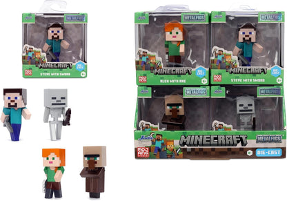 Jada Toys Minecraft Figur (1 Stück) - 1 von 4 Sammelfiguren aus Metall (Steve, Alex, Skelett, Dorfbewohner) für Fans und Kinder ab 8 Jahre, Auswahl per Zufallslos, 6,5 cm, Welle 4