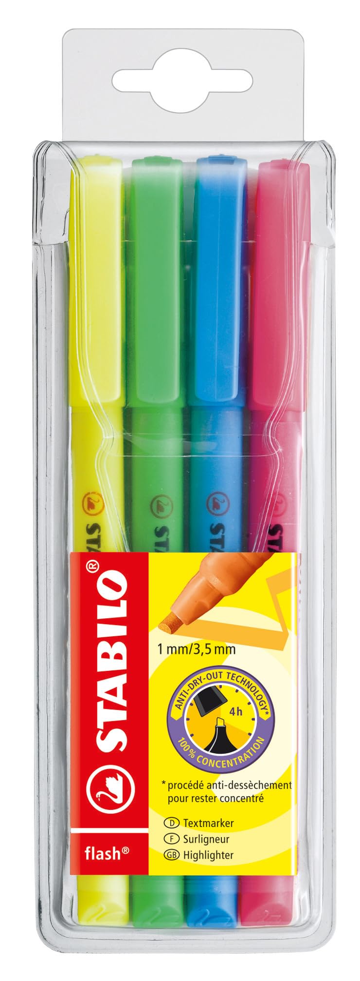 STABILO - Markeerstiften - flash - Premium highlighter - Etui met 4 kleuren