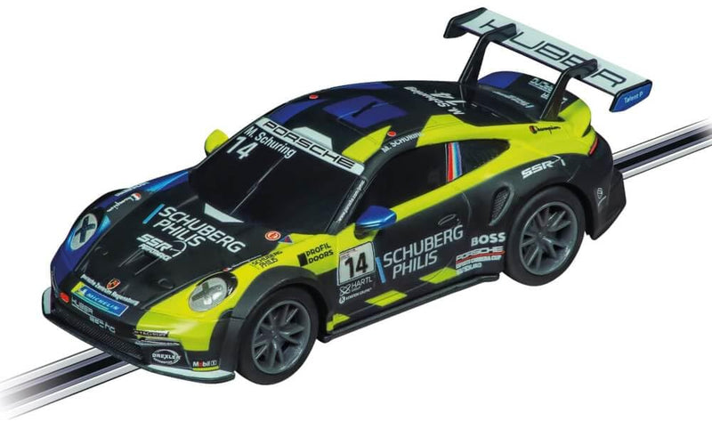 Carrera - 20064245 - Carrera GO!!! Porsche 992 GT3 Cup "Huber Racing, no. 14", slotcar, schaal 1:43, compatibel met GO!!!, GO!!! Plus & Battery Operated, authentiek ontwerp