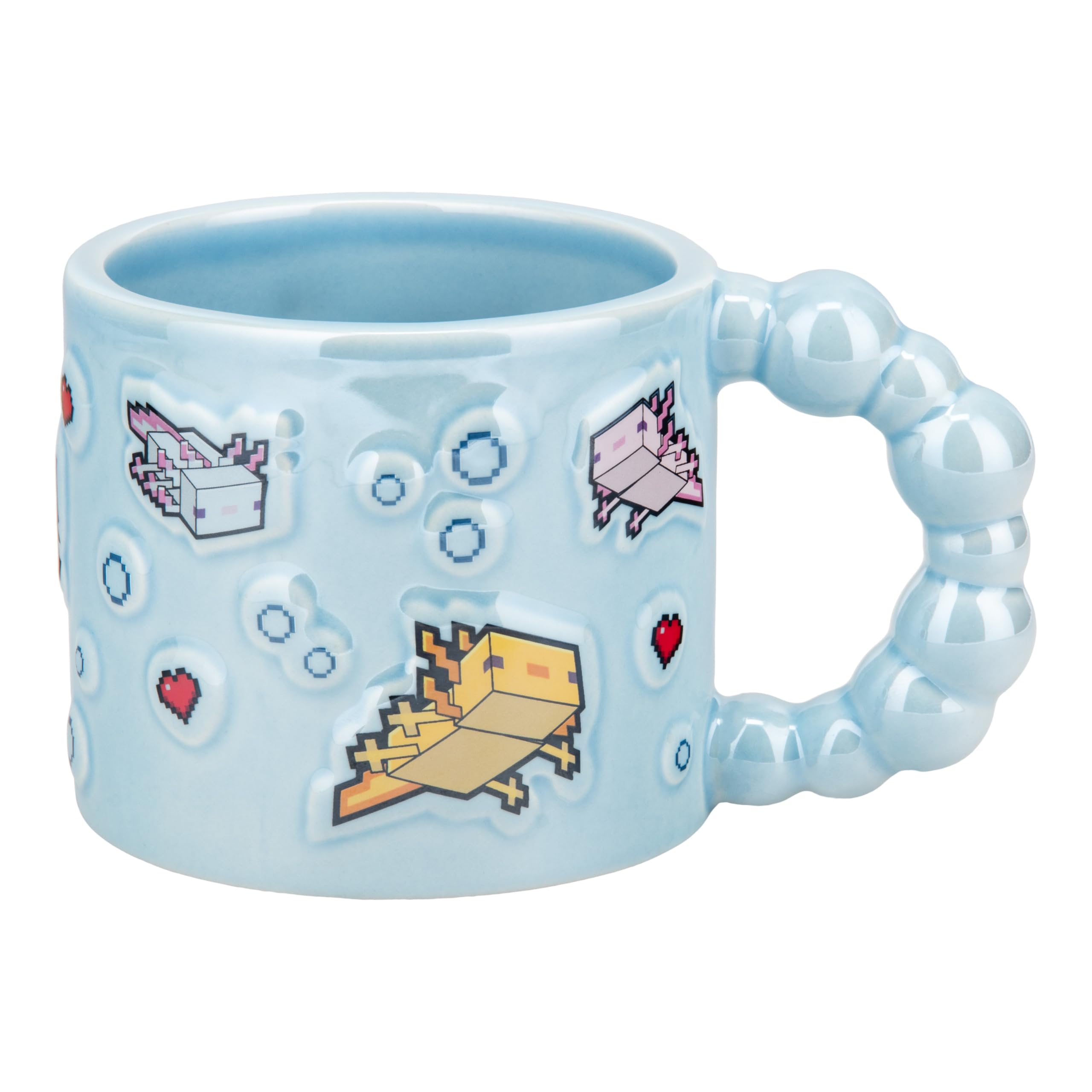 Paladone Minecraft Axolotl Bubble‑Shaped Embossed Mug, 400ml Ceramic, Officially Licensed Drinkware