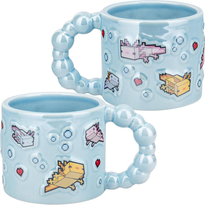 Paladone Minecraft Axolotl Bubble‑Shaped Embossed Mug, 400ml Ceramic, Officially Licensed Drinkware