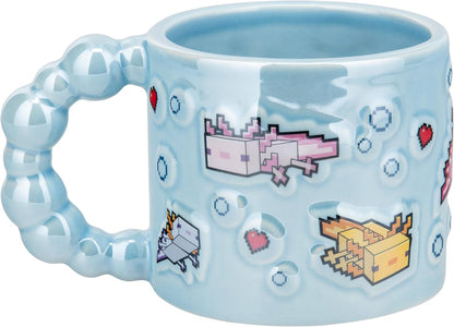 Paladone Minecraft Axolotl Bubble‑Shaped Embossed Mug, 400ml Ceramic, Officially Licensed Drinkware
