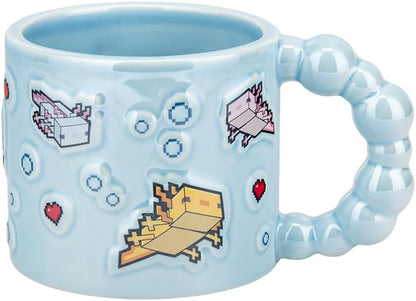Paladone Minecraft Axolotl Bubble‑Shaped Embossed Mug, 400ml Ceramic, Officially Licensed Drinkware