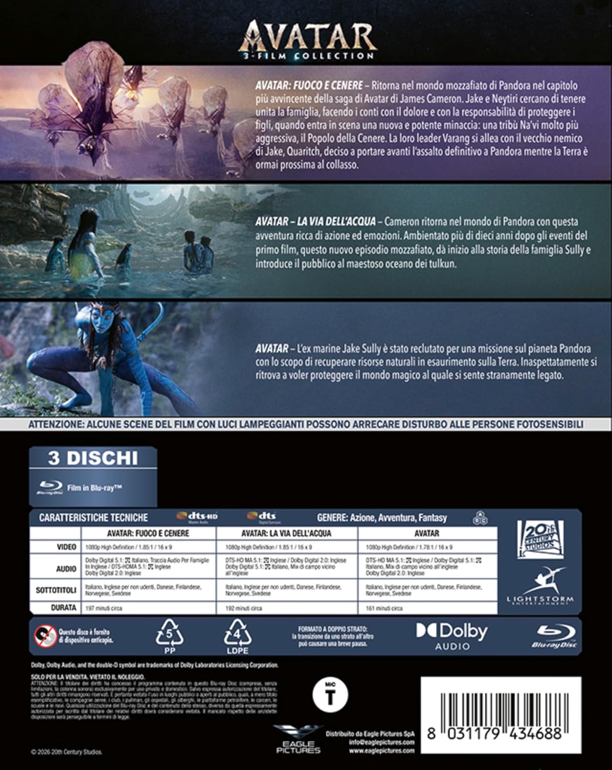 Avatar: 3 Movie Collection (3 Blu-Ray) - (Italian Import)