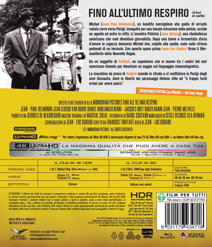 Blu-Ray 4K Uhd Fino All'ultimo Respiro (4K Ultra Hd + Blu-Ray Hd