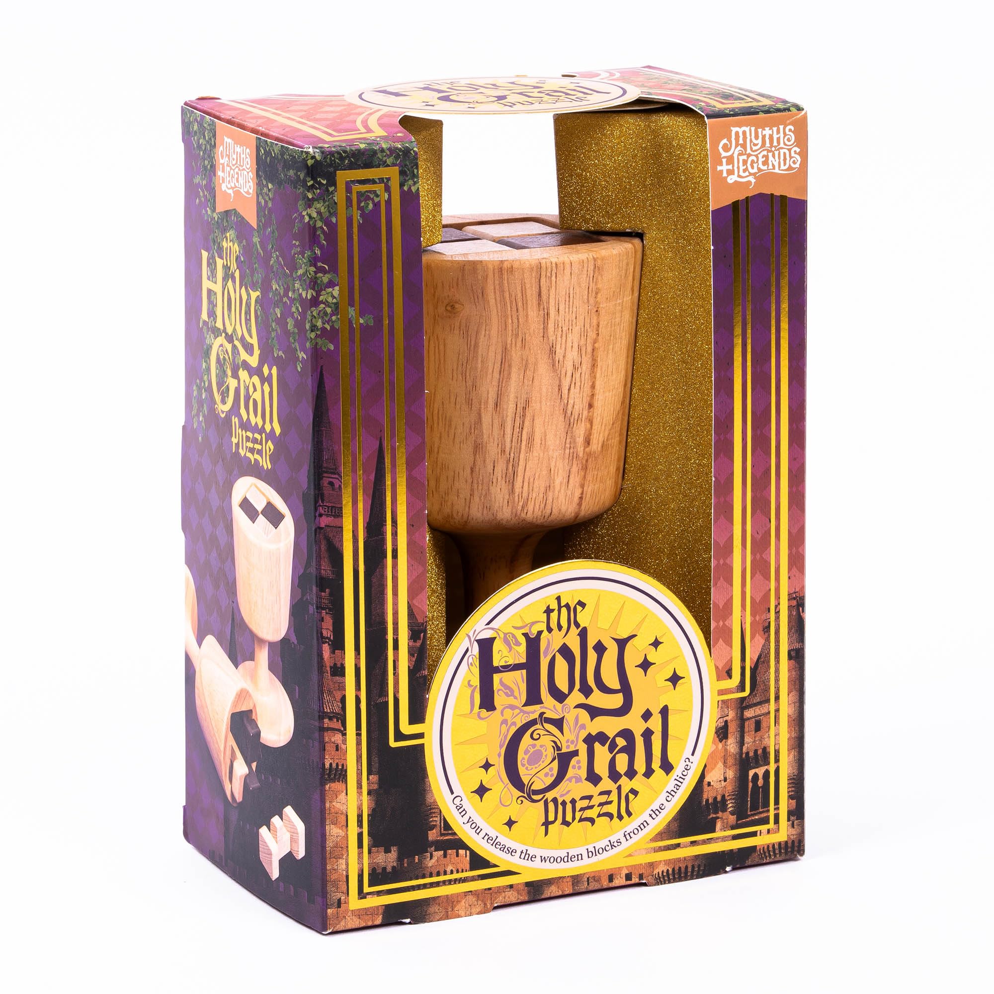 Professor Puzzle Myths & Legends Holy Grail Puzzle | Wooden Brainteaser Inspired by European Myth | Unlock the Chalice Blocks | Mechanical Jigsaw for Adults & Teens | Gift for Puzzle and History Fans
