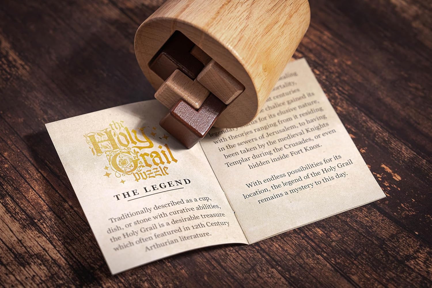 Professor Puzzle Myths & Legends Holy Grail Puzzle | Wooden Brainteaser Inspired by European Myth | Unlock the Chalice Blocks | Mechanical Jigsaw for Adults & Teens | Gift for Puzzle and History Fans