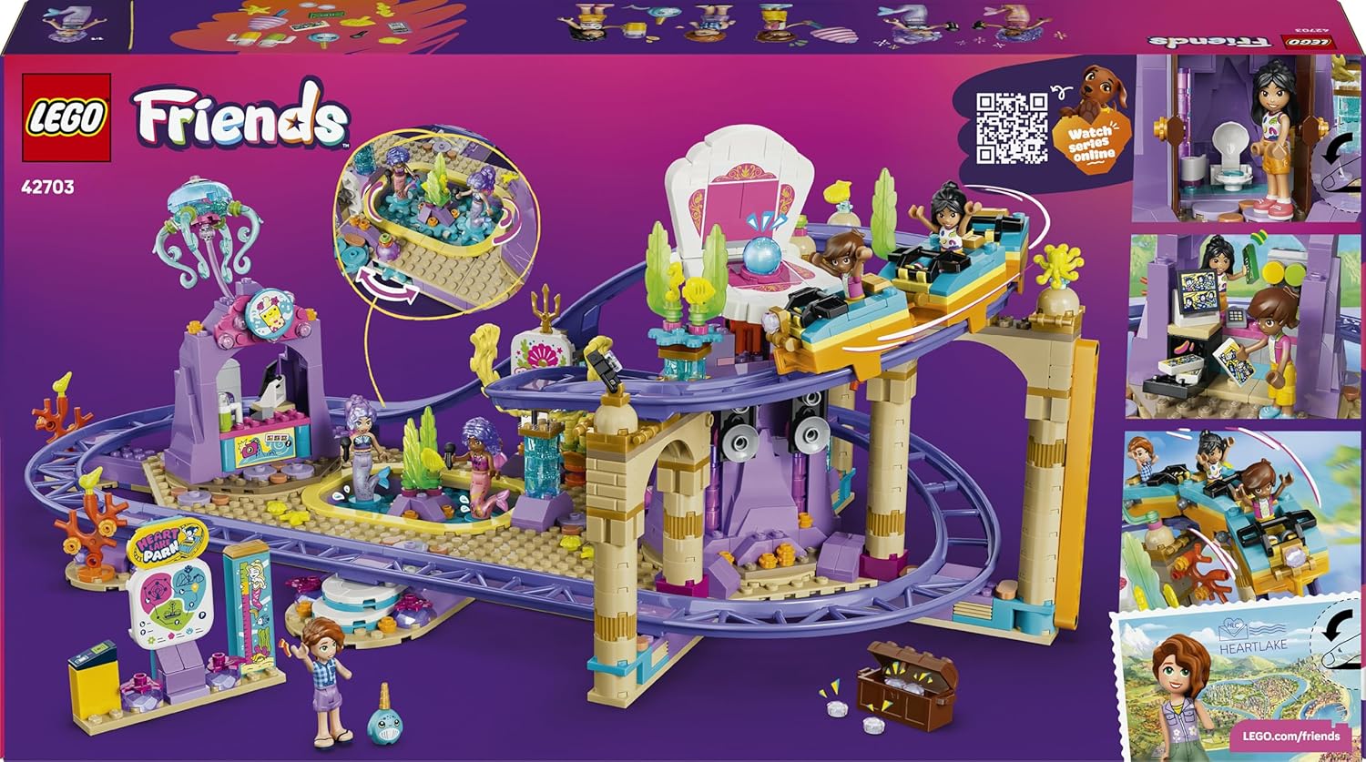 LEGO Friends Zeemeerminnenachtbaan Speelgoed voor Kinderen vanaf 8 Jaar - Bouwpakket met 5 Poppetjes, Bubbeltheekraam, Schelpenpodium en Zwembad - Cadeau voor Meisjes en Jongens - 42703