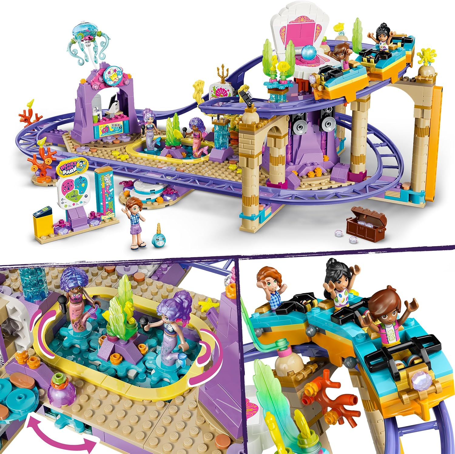 LEGO Friends Zeemeerminnenachtbaan Speelgoed voor Kinderen vanaf 8 Jaar - Bouwpakket met 5 Poppetjes, Bubbeltheekraam, Schelpenpodium en Zwembad - Cadeau voor Meisjes en Jongens - 42703