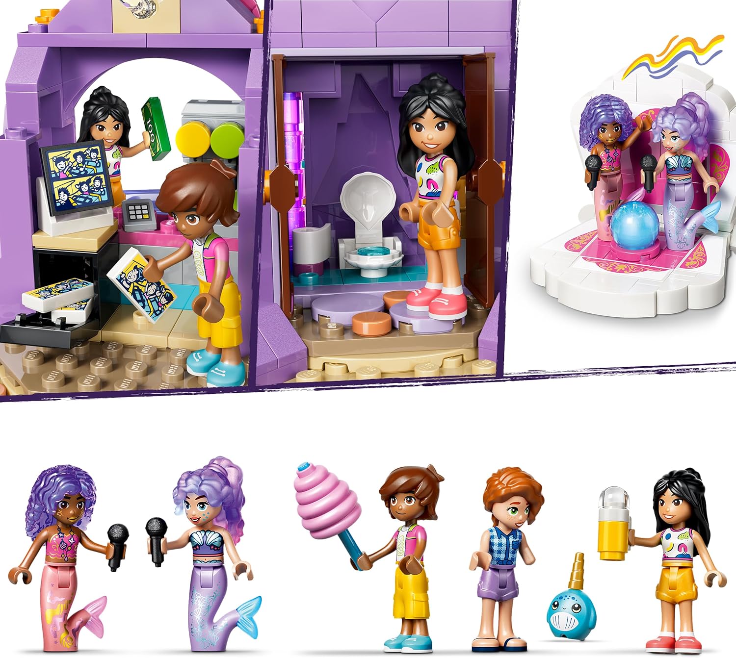 LEGO Friends Zeemeerminnenachtbaan Speelgoed voor Kinderen vanaf 8 Jaar - Bouwpakket met 5 Poppetjes, Bubbeltheekraam, Schelpenpodium en Zwembad - Cadeau voor Meisjes en Jongens - 42703