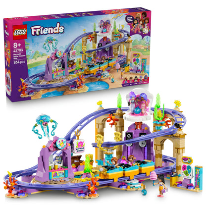 LEGO Friends Zeemeerminnenachtbaan Speelgoed voor Kinderen vanaf 8 Jaar - Bouwpakket met 5 Poppetjes, Bubbeltheekraam, Schelpenpodium en Zwembad - Cadeau voor Meisjes en Jongens - 42703