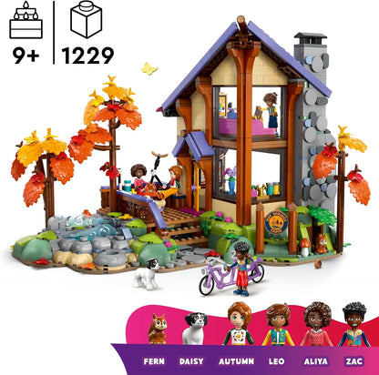 LEGO Friends Gezellige Boshut in de Herfst Bouwpakket voor Kinderen Vanaf 9 Jaar met 4 Poppenhuis Poppetjes en Speelgoed Dieren Figuren van Hond en Eekhoorn - Cadeau voor Meisjes en Jongens 42705