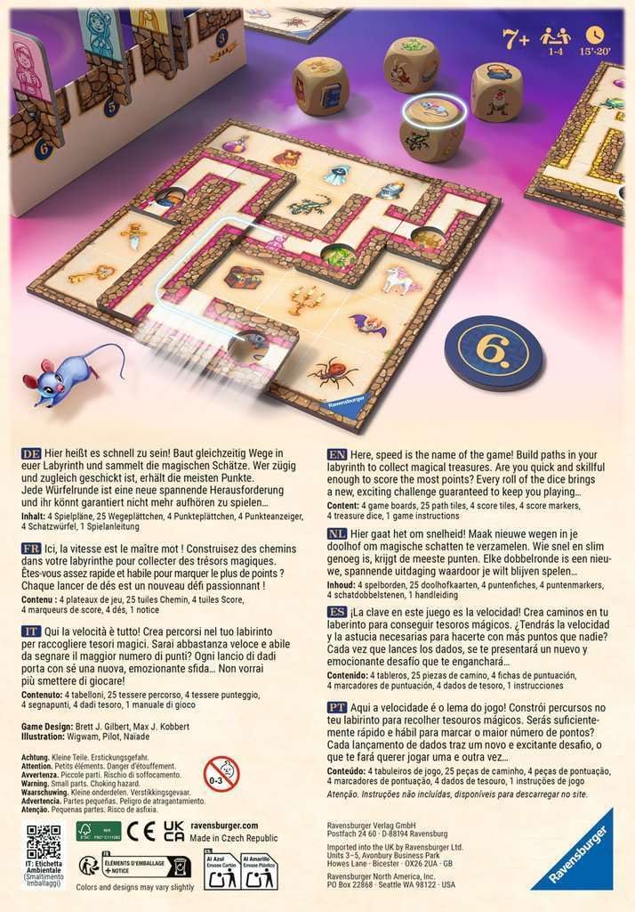 Ravensburger familiespel 24699 - Labyrinth Go! - Bordspel voor 1 tot 4 personen, bordspel voor kinderen van 7 jaar en ouder