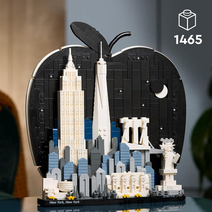 LEGO Architecture New York City – The Big Apple Bouwpakket voor Volwassenen met Bezienswaardigheden incl. Empire State Building en Brooklyn Bridge - Woondecoratie of Kantoor Decoratie - Cadeau 21066
