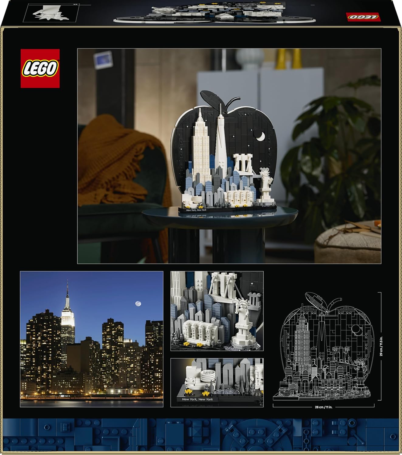 LEGO Architecture New York City – The Big Apple Bouwpakket voor Volwassenen met Bezienswaardigheden incl. Empire State Building en Brooklyn Bridge - Woondecoratie of Kantoor Decoratie - Cadeau 21066
