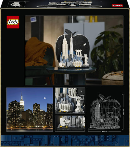 LEGO Architecture New York City – The Big Apple Bouwpakket voor Volwassenen met Bezienswaardigheden incl. Empire State Building en Brooklyn Bridge - Woondecoratie of Kantoor Decoratie - Cadeau 21066