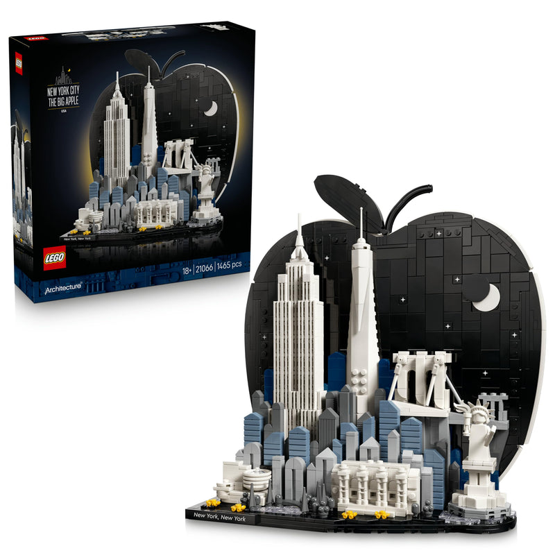 LEGO Architecture New York City – The Big Apple Bouwpakket voor Volwassenen met Bezienswaardigheden incl. Empire State Building en Brooklyn Bridge - Woondecoratie of Kantoor Decoratie - Cadeau 21066